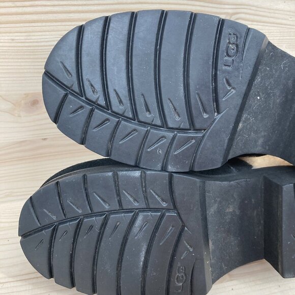 Ugg Little Girls Suede Platform Clogs Size 2 Black Chunky Slip On Shearling Y2K - Picture 13 of 16